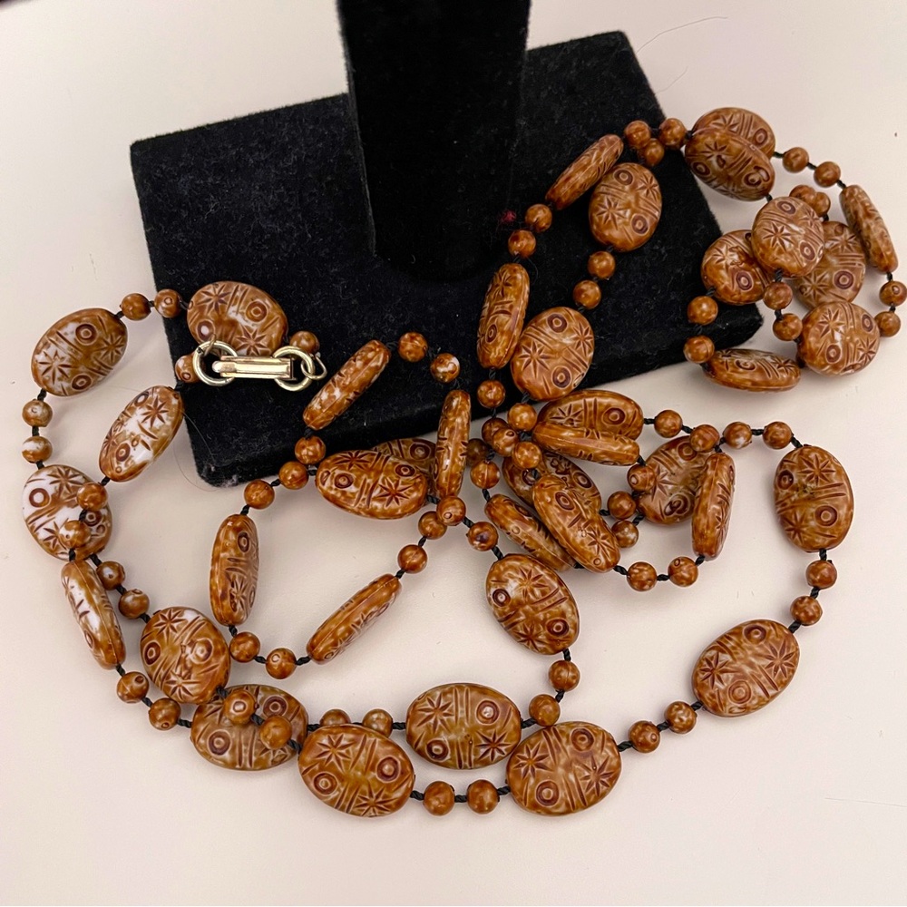 Vintage 70’s HONG KONG Real Wood Summer Beach Tropical Vacation Boho Necklace